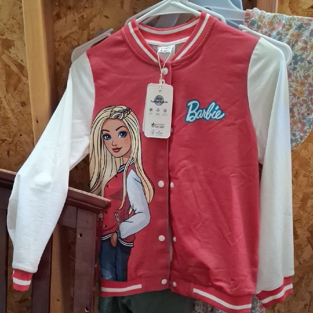 Barbie Pink and White Graphic Jacket